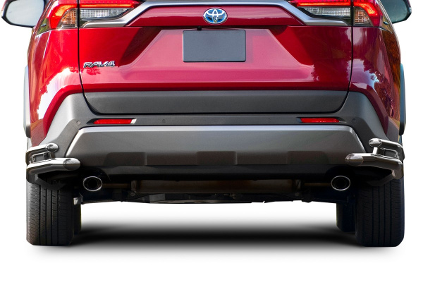 Фото Защита заднего бампера d57+d42 уголки Rival для Toyota Rav4 V XA50 2019-н.в.