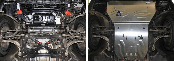 Фото Защита картера и КПП Rival для Audi A8 2010-2018, алюминий 4 мм, с крепежом, 333.0323.1