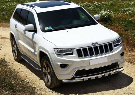 Пороги алюминиевые Rival "Premium" для Jeep Grand Cherokee 2013-2018