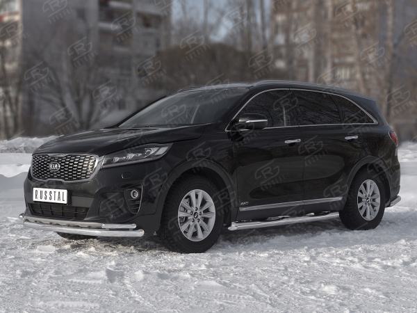 Фото Защита переднего бампера d63 секции-d42 уголки KIA SORENTO PRIME 2018-