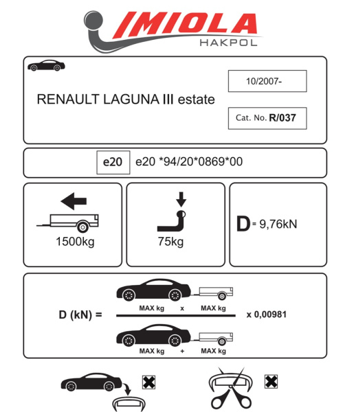 фото Фаркоп Imiola для Renault Laguna III универсал 2008-