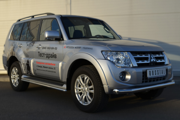 Фото Защита переднего бампера d76 (секции) MITSUBISHI Pajero 4 2012-2014