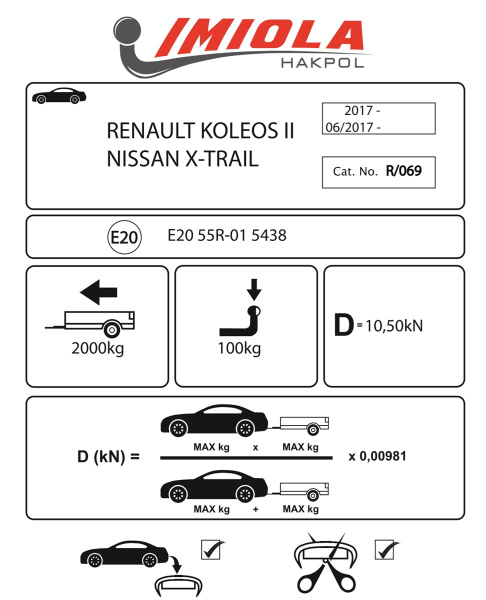 фото Фаркоп Imiola для Renault Koleos 2 2017-