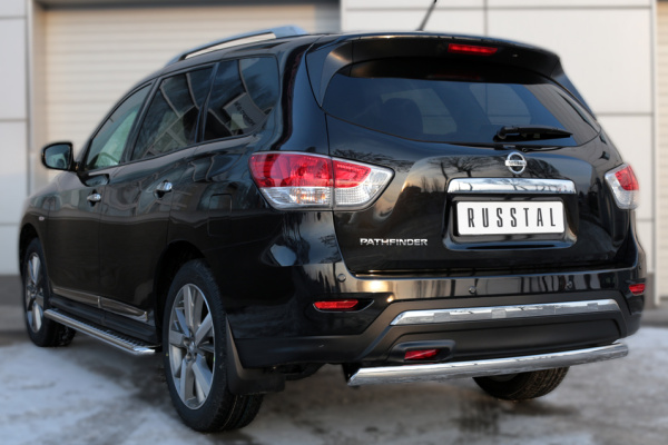 Фото Защита заднего бампера d75х42 (дуга) NISSAN Pathfinder 2014-