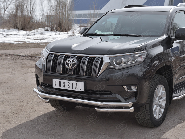 Фото Защита переднего бампера d63 секции-d63 уголки TOYOTA LC PRADO 150 2017-