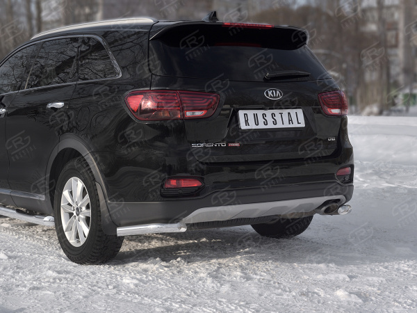 Фото Защита заднего бампера уголки d63 секции KIA SORENTO PRIME 2018-