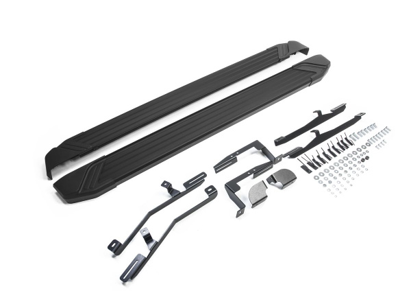 Фото Пороги алюминиевые Rival "Black" для Kia Sorento 2012-