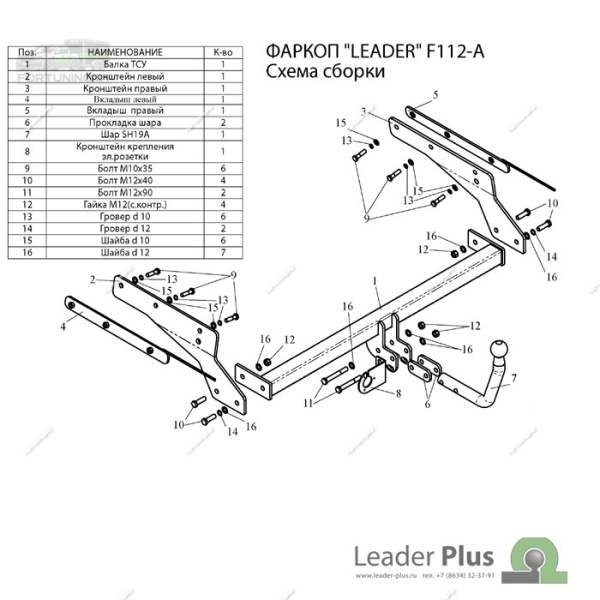 Фаркоп Лидер-плюс для FORD MONDEO (BWY) (универсал) 2000-2007