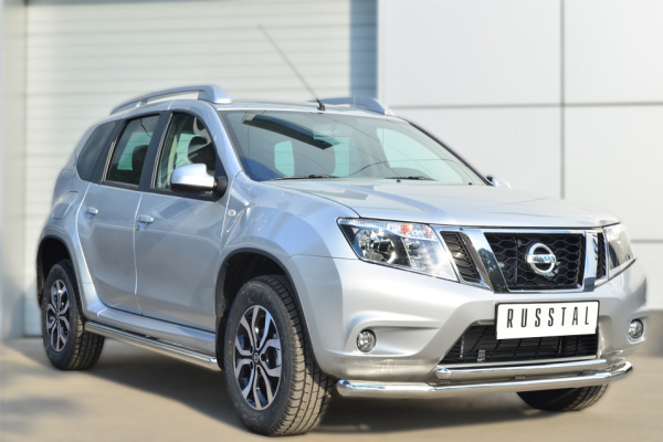 Фото Защита переднего бампера d63 (секции) d42 (дуга) декор-паз NISSAN Terrano 2014-
