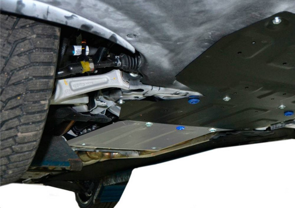 Фото Защита КПП Rival для Hyundai Genesis 4WD 2014-2017/Genesis G80 4WD 2017-н.в./Genesis G90 4WD 2016-н.в., алюминий 4 мм, с крепежом, 333.2355.1