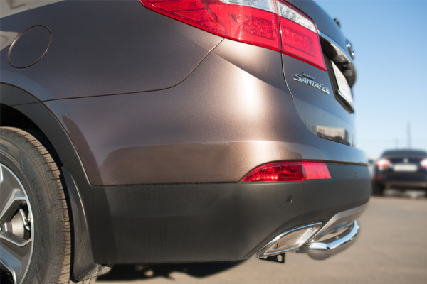 Фото Защита заднего бампера d63 (дуга) HYUNDAI SANTA FE GRAND 2014-2015