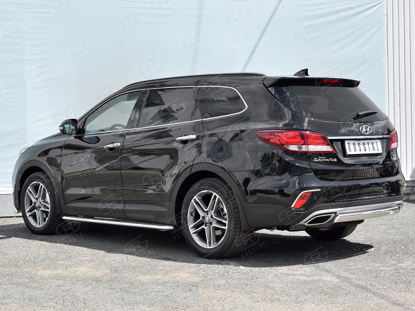 Фото Защита заднего бампера d75х42 дуга HYUNDAI SANTA FE GRAND 2016-2018