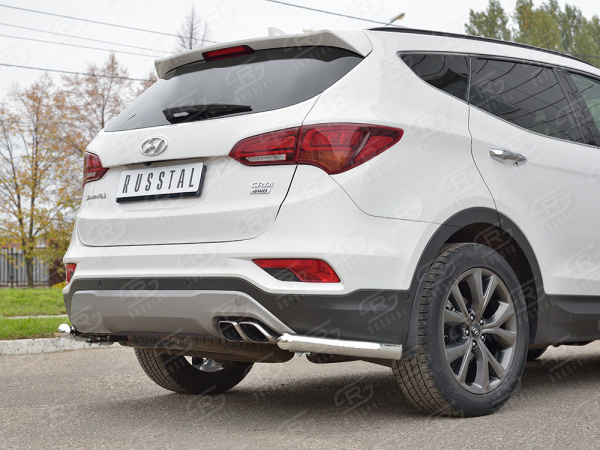 Фото Защита заднего бампера уголки d63 секция HYUNDAI SANTA FE PREMIUM 2015-2017