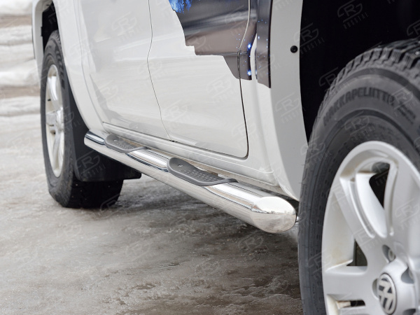 Фото Пороги труба d76 с накладкой (вариант 1) VOLKSWAGEN AMAROK 2016-