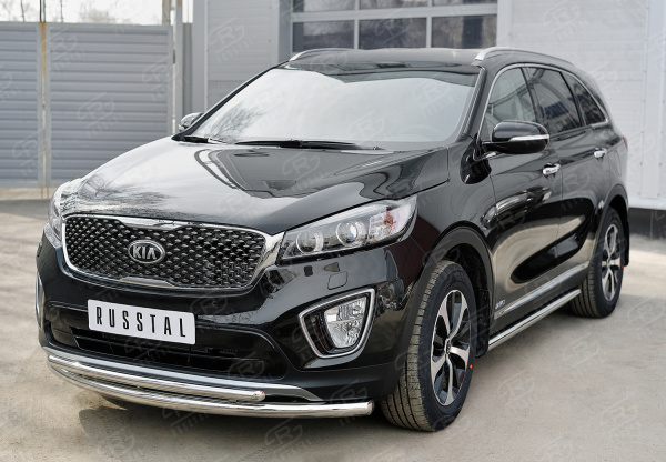 Фото Пороги труба d63 (вариант 1) KIA SORENTO PRIME CRDI 2015-2018