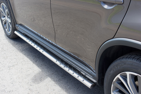 Фото Пороги труба d75х42 овал с проступью PEUGEOT 4008 2012-2017