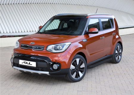 Пороги алюминиевые Rival "Black" для Kia Soul 2017-