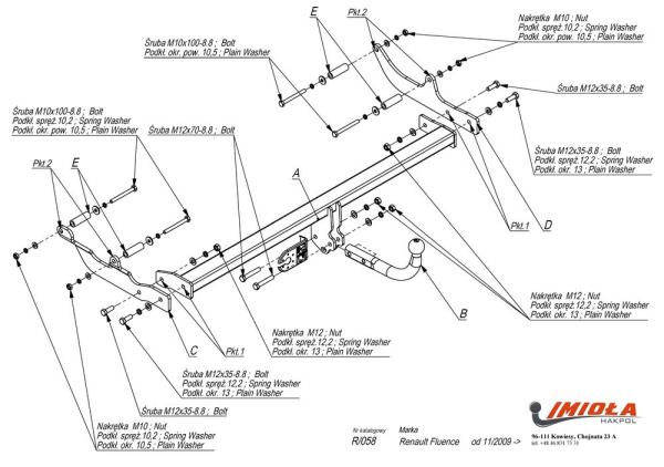 фото Фаркоп Imiola для Renault Fluence 2009-