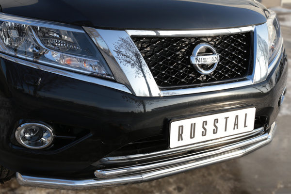 Фото Защита переднего бампера d63 (секции) d42 (дуга) NISSAN Pathfinder 2014-
