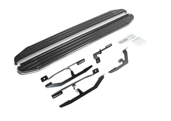 Фото Пороги алюминиевые Rival "Premium" для Kia Soul 2017-