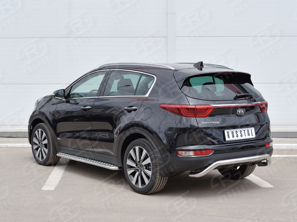 Фото Защита заднего бампера d63 волна под машину (кроме GT-Line) KIA SPORTAGE 2016-2018