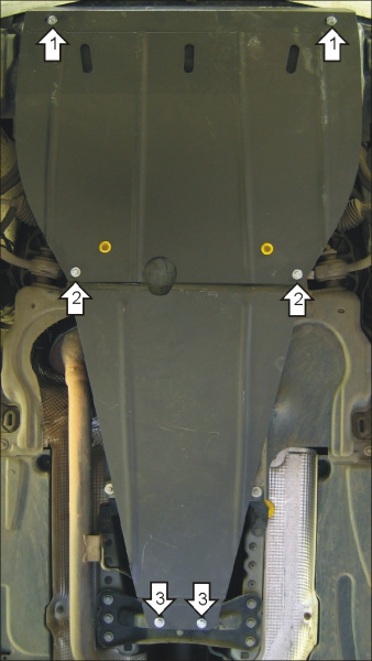 Фото Защита Motodor для картера и акпп (две части) Mercedes-Benz C (W203) (2000-2007)