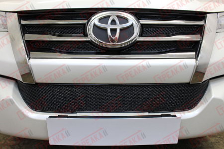 Защита радиатора Toyota Fortuner 2015- (6 частей) black верх PREMIUM