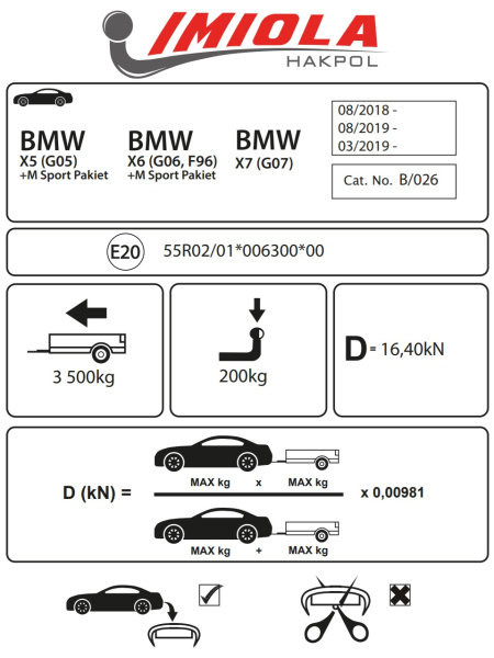 Фаркоп Imiola для BMW X5 «G05» (2018-), "подходит для M-Sport пакета"