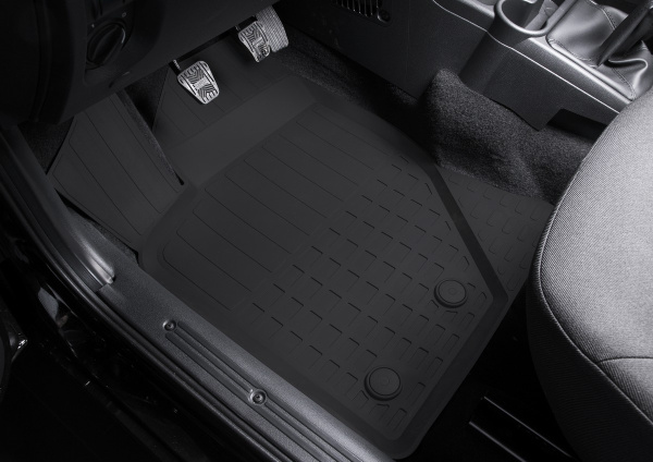 Коврики салона литьевые Rival для Lada Granta лифтбек, седан, хэтчбек, универсал 2011-2018 2018-н.в./Kalina седан, универсал, универсал Cross 2004-2018, резина, с крепежом, с перемычкой, 4 шт., 66001001