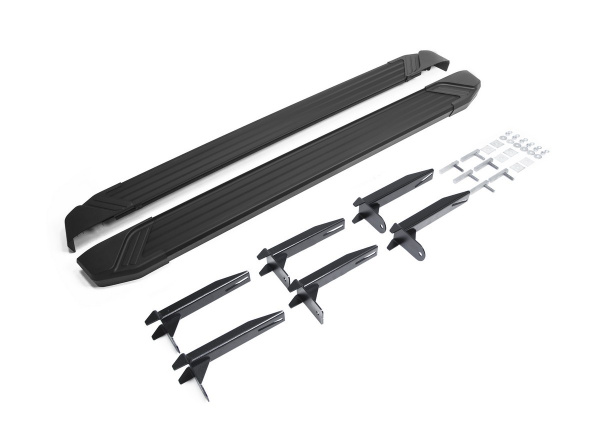 Фото Пороги алюминиевые Rival "Black" для Volkswagen Amarok 2010-2016-