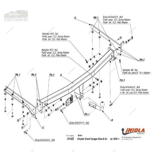 Фаркоп Imiola для Chrysler TownCountry IV "для версии Stow ’n Go" (2001-2007)