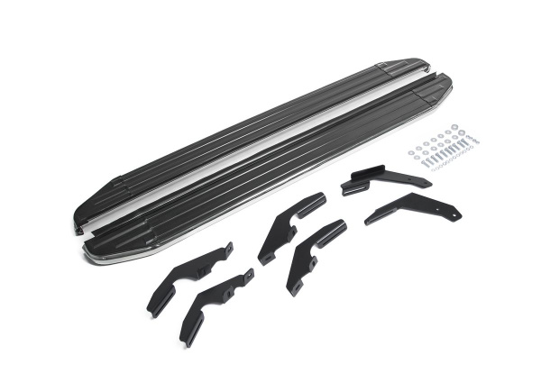 Фото Пороги алюминиевые Rival "Premium" для Toyota Hilux 2015-