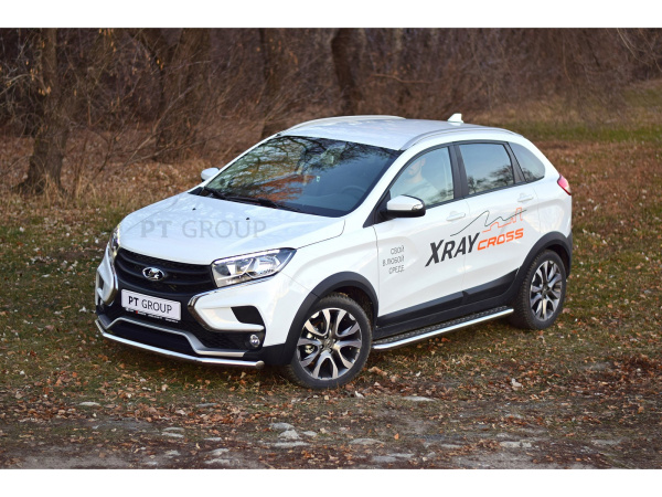 Фото Защита переднего бампера одинарная Лада Иксрей Кросс d 51 мм