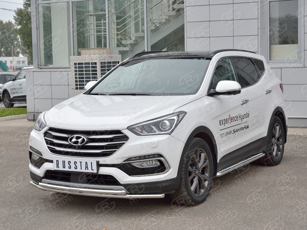 Фото Защита переднего бампера d42 секция-d42 дуга HYUNDAI SANTA FE PREMIUM 2015-2017