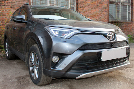 Защита радиатора Toyota Rav 4 2015- (2 части) black низ PREMIUM