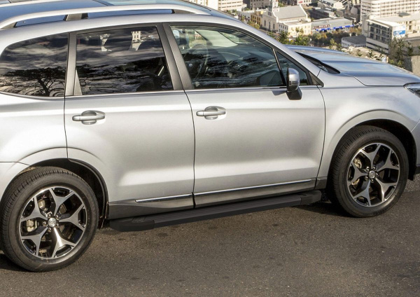 Фото Пороги алюминиевые Rival "Black" для Subaru Forester 2013-2015-