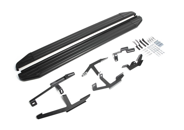 Фото Пороги алюминиевые Rival "Premium-Black" для Chery Tiggo 2 2017-