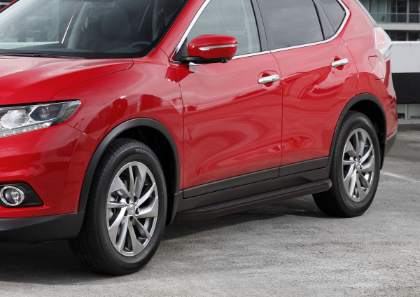 Фото Пороги алюминиевые Rival "Premium-Black" для Nissan X-Trail 2015-