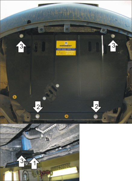 Фото Защита Motodor для картера и кпп Chrysler PT Cruiser (2005-2008)