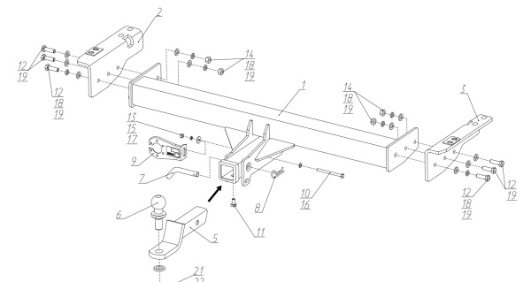 фото Фаркоп BERG «быстросъемный под квадрат» для JAC T9 I (2024-)