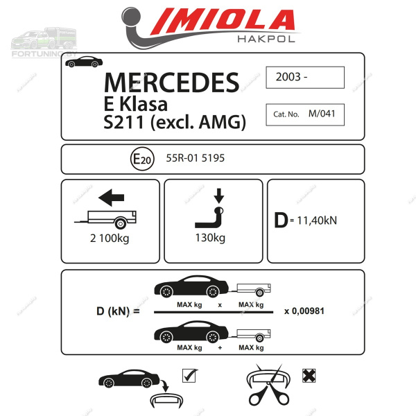 фото Фаркоп Imiola для Mercedes E  «S211» универсал (2002-2009), исключая AMG