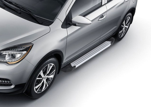Фото Пороги алюминиевые Rival "Silver" для Lifan X50 2015-