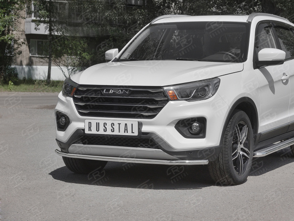 Фото Защита переднего бампера d42 секции LIFAN X70 2018-