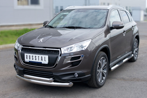 Фото Защита переднего бампера d76/63 (дуга) PEUGEOT 4008 2012-2017