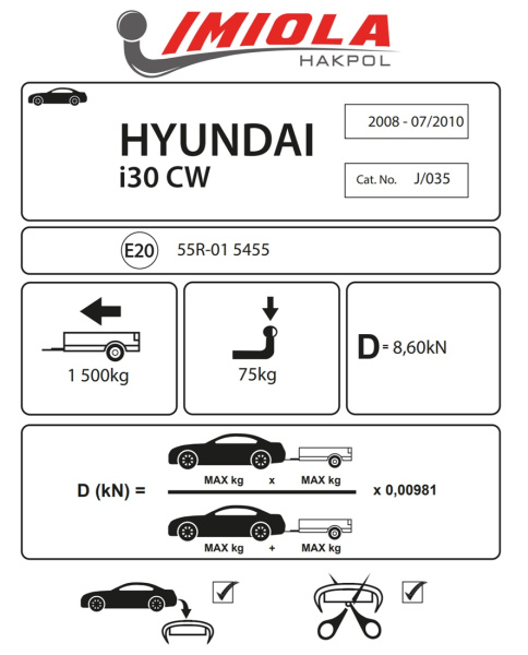 фото Фаркоп Imiola для Hyundai i30 универсал 2008-2012