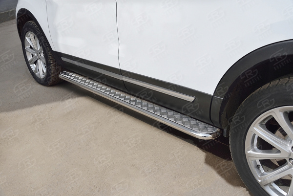 Фото Пороги труба d42 с листом (лист алюм, проф.сталь) (вариант 2) FORD EXPLORER 2016-2017