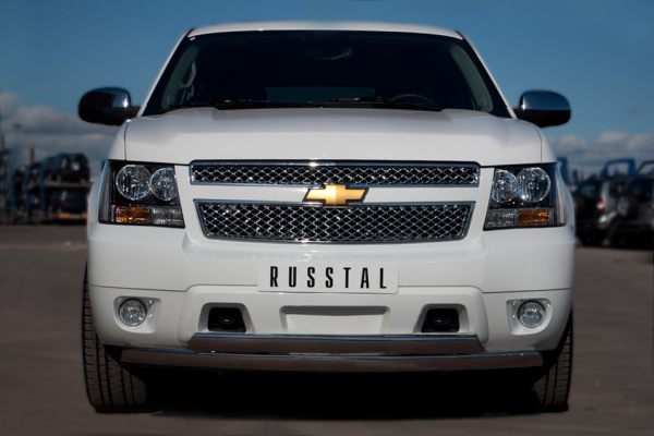 Фото Защита переднего бампера d75/42х75/42 овалы CHEVROLET Tahoe 2012-2014