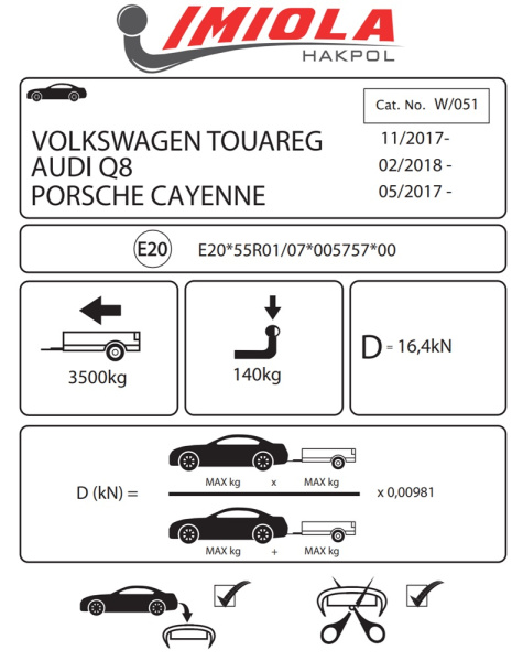 Фаркоп Imiola для Audi Q8 2019-