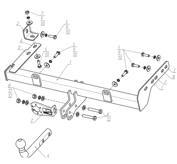 фото Фаркоп BERG для Lada Granta I «рестайлинг» седан/ лифтбек/ универсал (2018-) "вкл. Cross"