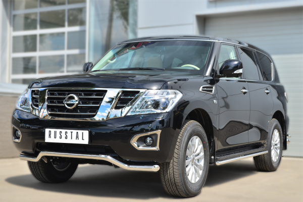 Фото Защита переднего бампера d63 (волна) NISSAN Patrol 2014-